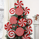 CF-9Christmas Tree Topper and Ornaments Set - 8 Large Candy Cane Swirls, Plastic Red and White Peppermint Sticks, Festive Holiday Decor for Home, Office, Party Centerpieces, No Electricity or Feathers Required