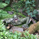0207ba 1pc, Fearsome Lizard Man Sculpture Statue - Realistic Resin Latex Construction, Spooky Horror Movie Themed Decor, Haunted House Prop, Indoor Outdoor Garden Ornament for Party Decoration