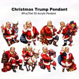 CF-208Pcs/1Set Christmas TRUMP Dwarves 2D Acrylic Pendant: Christmas Decorations, Funny Cute Christmas Trump, New Year Gifts, Home, Window, Office, Classroom, Wine Bottle, Car Rearview Mirror, Yard, Party Decoration