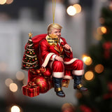 CF-208Pcs/1Set Christmas TRUMP Dwarves 2D Acrylic Pendant: Christmas Decorations, Funny Cute Christmas Trump, New Year Gifts, Home, Window, Office, Classroom, Wine Bottle, Car Rearview Mirror, Yard, Party Decoration