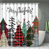 CF-144pcs Christmas tree shower curtain decoration, beautiful housewarming gift, modern home decoration shower curtain set, waterproof shower curtain and toilet floor mat three piece set with 12 shower curtain hooks