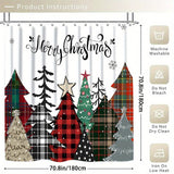 CF-144pcs Christmas tree shower curtain decoration, beautiful housewarming gift, modern home decoration shower curtain set, waterproof shower curtain and toilet floor mat three piece set with 12 shower curtain hooks