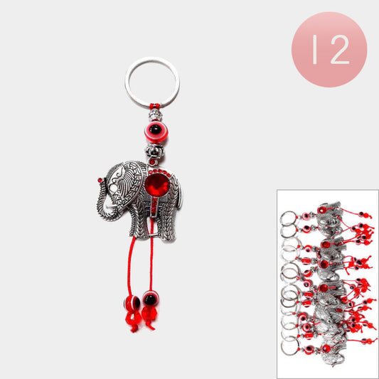 Evil Eye Accented Elephant Keychains (Sold by DZ=$23.88)