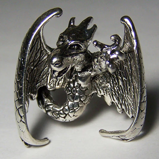 Flying Dragon Bronze Biker Ring - Assorted Sizes (Set of 3)