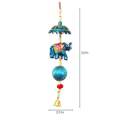 Multicolor Metal Handcrafted With Decorative Elephant Hanging Bell For Home Décor