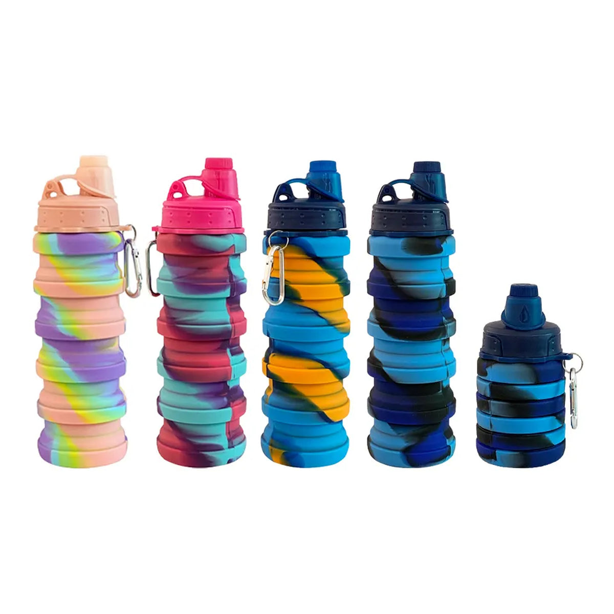 Travel Water Bottles Portable Hiking Reusable Silicone Unbreakable For Girls & Boys - Assorted
