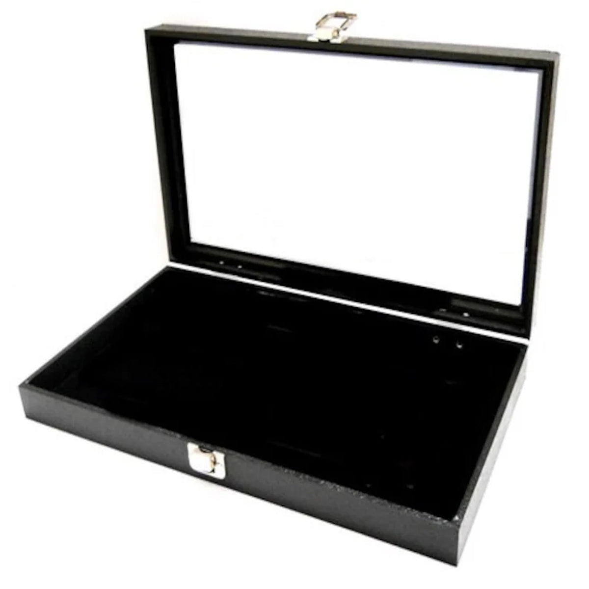 Wholesale Enclosed Glass Covered Jewelry Presentation Box Ring Tray With Pad (Sold by the piece)