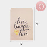 Live Laugh Love Message Heart Treat Paper Bag Set