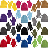 Beanie & Glove Bundle - 12 Assorted Colors (Bulk Set of 24)