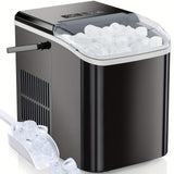 Countertop Ice Maker, Nugget Portable Ice Machine, 9 Bullet Ice Cubes in 6 Mins, 26.5lbs in 24Hrs Self-Cleaning with Handle, Basket, Scoop for Home, Kitchen/Party/Camping/RV
