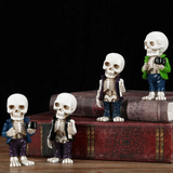 2307BA Resin Skeleton Figurines Super Cool Hand Crafts Statue Skull Halloween Horrible Ornaments for Home Desk Decor Car Display