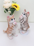 2907BA Cute Wish Orange Cat Beaver Flower Cat Ornaments Home Living Room TV Cabinet Garden Decorations Artificial Animal Landscape