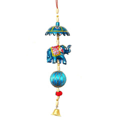 Multicolor Metal Handcrafted With Decorative Elephant Hanging Bell For Home Décor