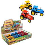 3.75" Die-Cast Pull Back Farm Tractors - Assorted