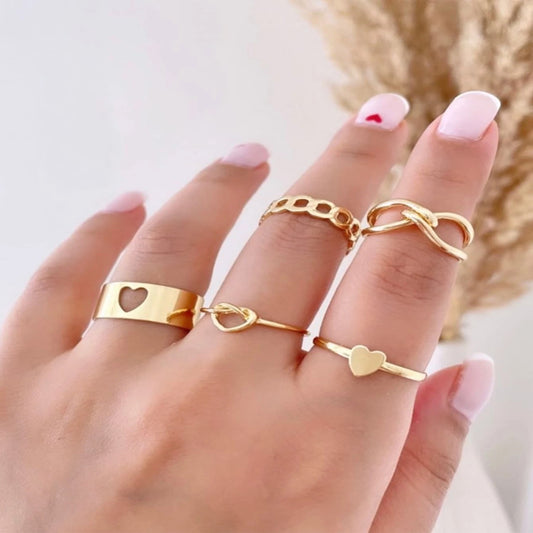 New Galaxy Heart & Chain Style Jewelery Finger Rings For Women's