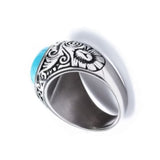 Wholesale Blue Turquoise Stone Designs Steel Ring - Assorted Sizes