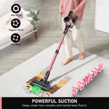 Cordless Vacuum Cleaner, 30Kpa Powerful Suction 8 in 1 Stick Vacuum with LED Display, 3 Modes Suction, Anti-Tangle & Dust Cup, Lightweight Vacuum for Hardwood Floor/Carpet/Pet Hair, Pink