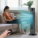 Quiet Tower Fan, Fans That Blow Cold Air, 80° Oscillating Fan with Remote, 7.5H Timer, 3 Speeds, Standing Fan Bladeless Fan Cooling Fan for Room Bedroom Office, 31 Inch