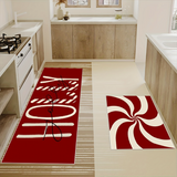 CF-102pcs Christmas Candy Cane Kitchen Mats Set - Anti-Slip, Machine Washable, Festive Holiday Decor for Home & Dining Room (16"x24", 16"x47")