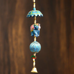 Multicolor Metal Handcrafted With Decorative Elephant Hanging Bell For Home Décor