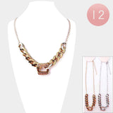 Rhinestone Embellished Link Metal Chain Necklaces (Sold by DZ=$23.88)