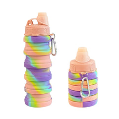 Travel Water Bottles Portable Hiking Reusable Silicone Unbreakable For Girls & Boys - Assorted