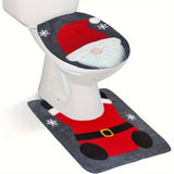 CF-152PCS Christmas Toilet Cover, Christmas Toilet Seat Cover Set for Xmas Home Indoor Bathroom Decor