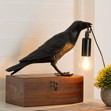 0207ba 1pc Gothic Halloween Crow Lamp - LED USB Table Accent with Antique Metal Claw, Intricately Crafted Resin Decor for Living Room, Bedroom & Festive Celebrations, Perfect Thanksgiving & Halloween Gift