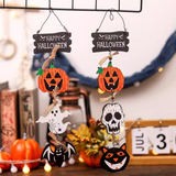 2907BA Halloween Decoration Wooden Board Door Hanging Pumpkin Ghost Pendant Background Wall Pendant Party Scene Arrangement Decoration Listing