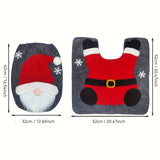 CF-152PCS Christmas Toilet Cover, Christmas Toilet Seat Cover Set for Xmas Home Indoor Bathroom Decor