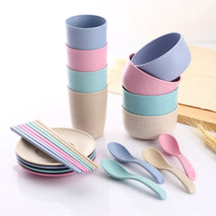 Eco Friendly Tableware Baby Wheat Straw Biodegradable Tableware Kids Table Sets
