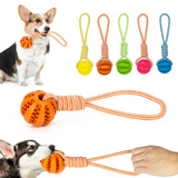 2307GP Pet Treat Balls with Rope Interactive Dog Rubber Leaking Balls Toy for Small Large Dogs Chewing Bite Resistant Toys Pet Supplies