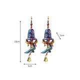 Door Hanging Blue Painted Bell with Jhalar Blue Peacock with Metal Bell Set of 2