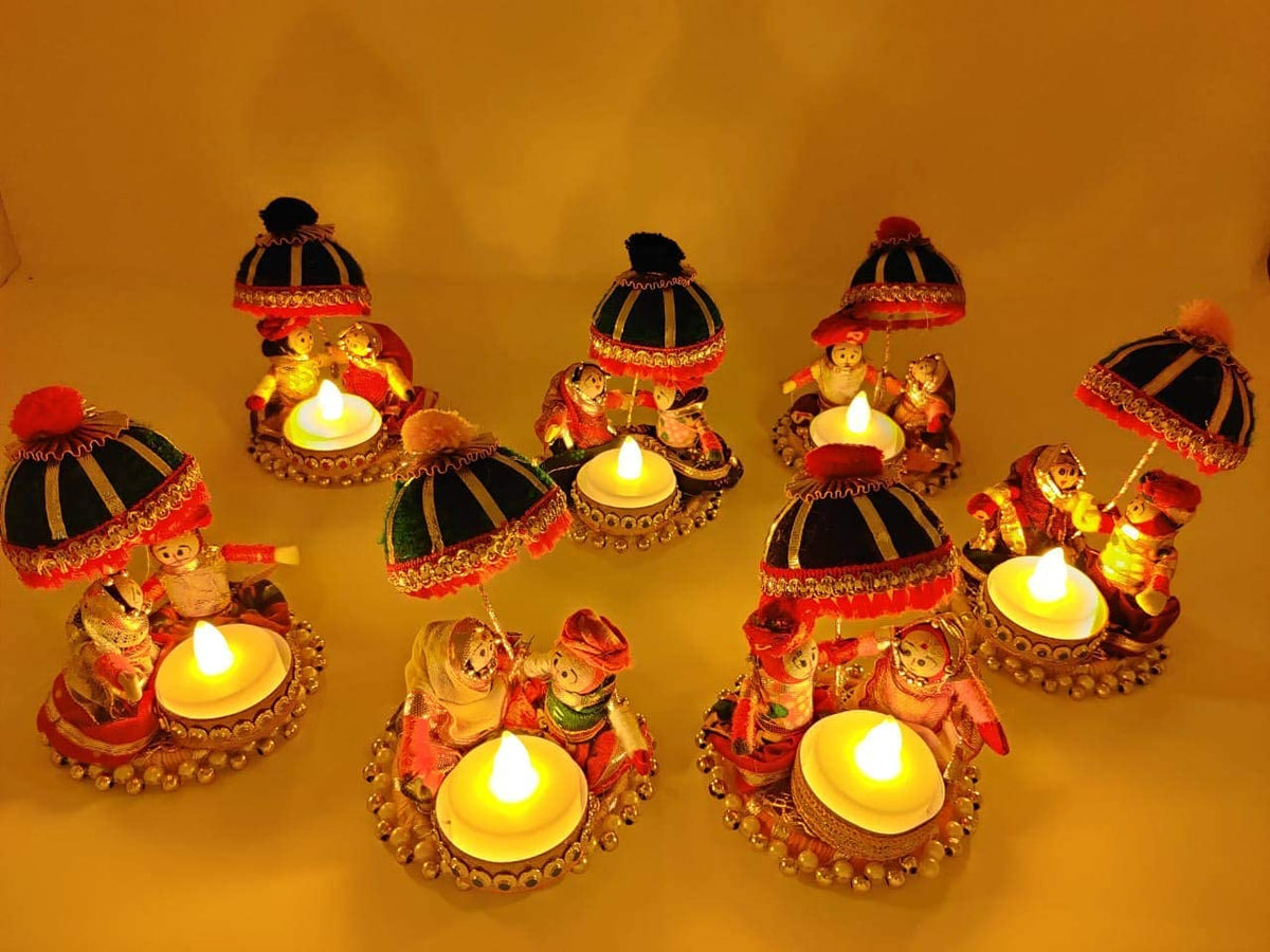 Rajasthani Raja Rani Puppet  Tea Light Candle Holder(Pack of 2)