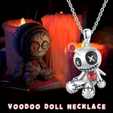 Quirky Enchanting Voodoo Doll Pendant Necklace - Eye-Catching Red Heart Design for Fashion-Forward Women - A Spooky Punk Cartoon Girl Holiday Accent & Heartfelt Gift Idea