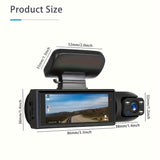 1080P Dual Camera, Dash Cam For Cars, Front And Inside, Car Camera With IR Night Vision, Loop Recording, Wide Angle Car DVR Camera With 3.16 Inch IPS Screen, Dual Lens Car Dashboard Video Cam