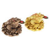 0907BA Feng Shui Toad Money LUCKY Fortune Wealth Chinese Golden Frog Toad Coin Home Office Decoration Lucky Gifts Tabletop Ornaments