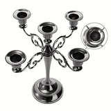 0207ba Elegant Vintage Black Candelabra with Lacquered Finish – Versatile Five-Head Candlestick for Weddings, Home Ambience & Family Events
