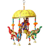 Multicolor Handcrafted Decorative Five Elephant Wall for Home Decor,