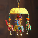 Multicolor Handcrafted Decorative Five Elephant Wall for Home Decor,