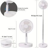 3600mAh Rechargeable Portable Fan with 4 Speed Settings, Adjustable Height, Retractable Oscillation, and USB Charging - Perfect for Home or Office Use with Long-Lasting Lithium Battery and Safe 36V Operating Voltage