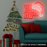 CF-12Merry Christmas Neon Sign - 'HO HO HO' Santa Hat Design, USB Powered, Perfect for Holiday Decor & Gifts