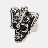 Wholesale Jester Clown Skull Head With Hat Designs Stainless Steel Biker Ring