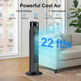 Quiet Tower Fan, Fans That Blow Cold Air, 80° Oscillating Fan with Remote, 7.5H Timer, 3 Speeds, Standing Fan Bladeless Fan Cooling Fan for Room Bedroom Office, 31 Inch
