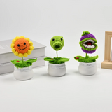 2808BA Hand-Knitted Sunflower/Pea/Cannibal Flower Potted Plant,Desk Decor For Home And Office,Ideal Gifts For Friend,Tabletop Ornaments