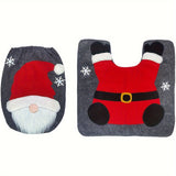 CF-152PCS Christmas Toilet Cover, Christmas Toilet Seat Cover Set for Xmas Home Indoor Bathroom Decor