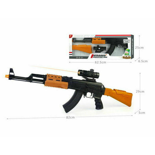 AK-47 Light-Up Vibrating Gun Toy with Sound - Interactive Kids' Toy (Sold By Piece)