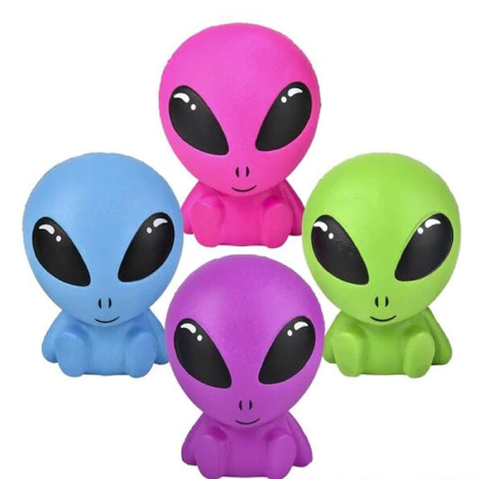 Wholesale Alien Shaped 4.25" Squeeze Stress Relief Toys For Kids (Sold by DZ)