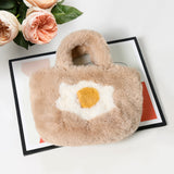 Flower Pointed Faux Fur Mini Tote Bag For Women