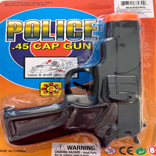 Wholesale Black Plastic 45 Mag 8 Shot Cap Gun  (Sold by the piece or dozen)